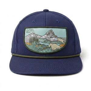 Sendero Provisions Co Glacier National Park Hat Navy Blue Topo Map Snapback